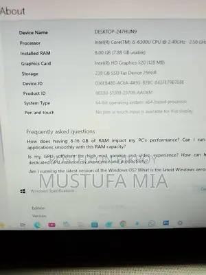 Laptop HP 8GB Intel Core I5 HDD 256GB