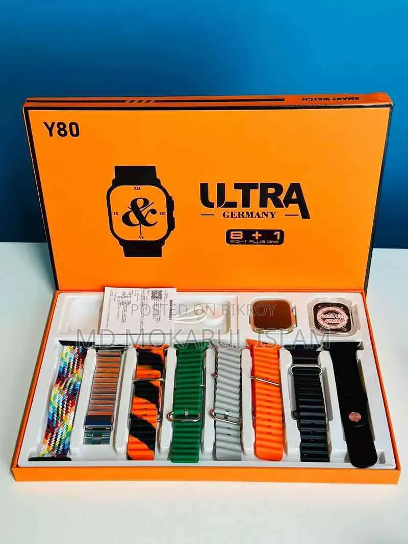 Y80 Ultra Smartwatch With 8 Strap.