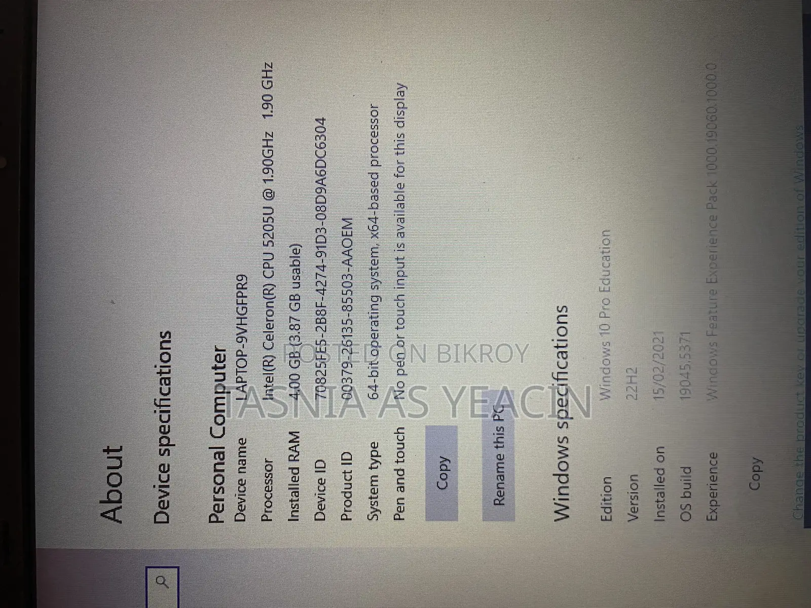 Laptop Toshiba Dynabook R634/M 4GB Intel Celeron HDD 72GB