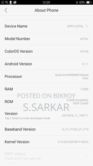Oppo A37 16 GB Gold