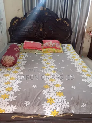 Teak Wood Bed with Mattress and Toshok. 6ft x 7ft