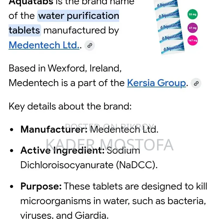 Aquatabs (Water Purification Tablets)