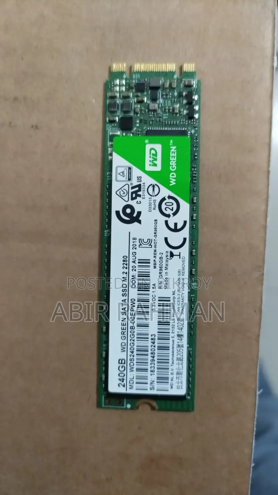 Western Digital Green 240gb M.2 2280 Sataiii SSD (3500 Tk)