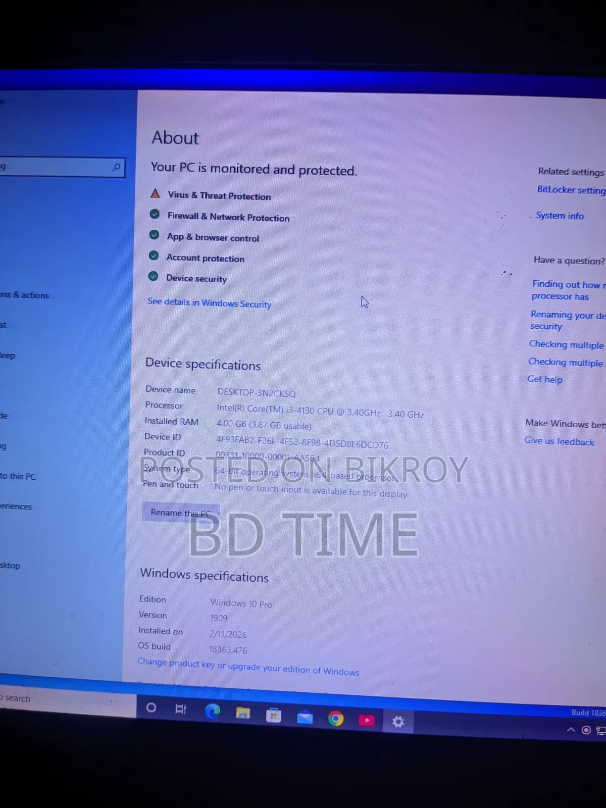 Desktop Computer 4GB Intel Core I3 eMMC 128GB