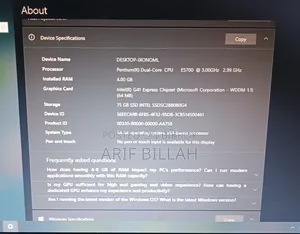 Desktop Computer Dell 4GB Intel Pentium SSD 72GB