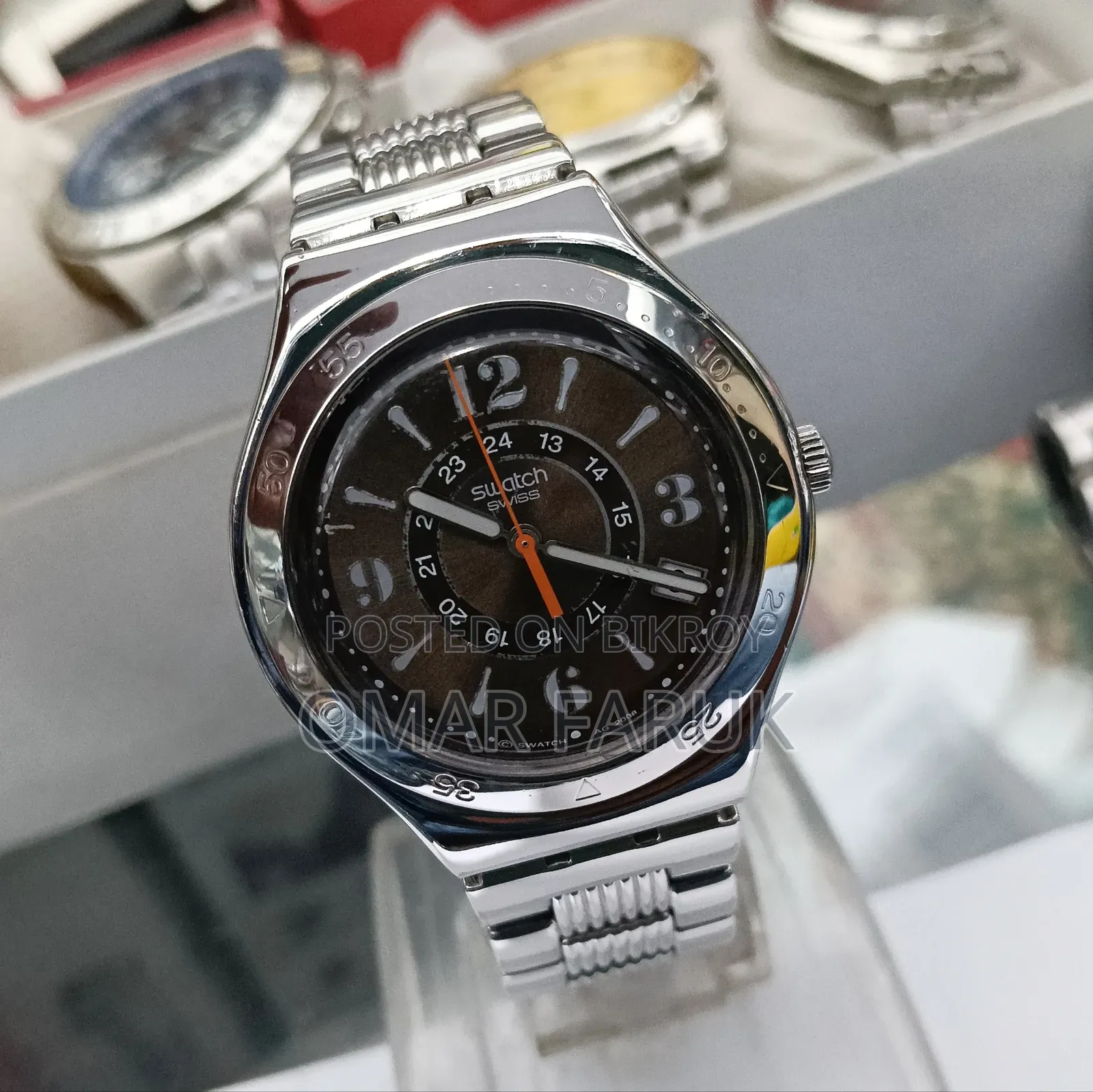 Swatch Swiss Watch – Luminous, Stainless Steel Strap