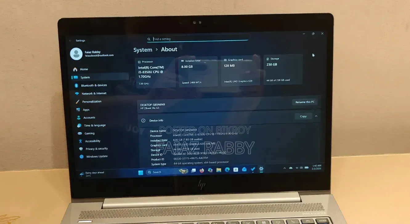 New Laptop HP ZBook 14u G5 8GB Intel Core 5 SSD 250GB