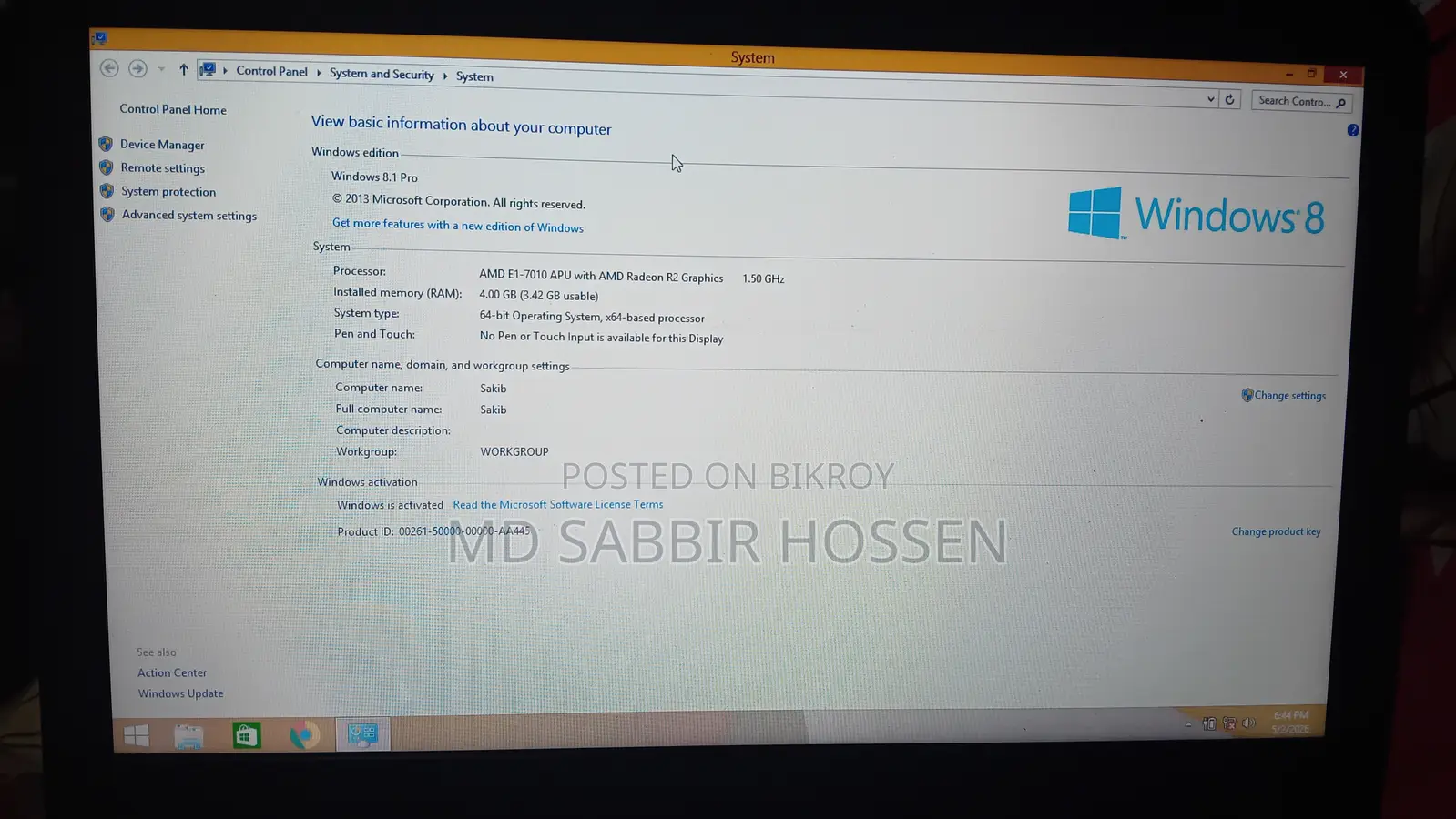 Laptop Asus 4GB AMD SSD 128GB