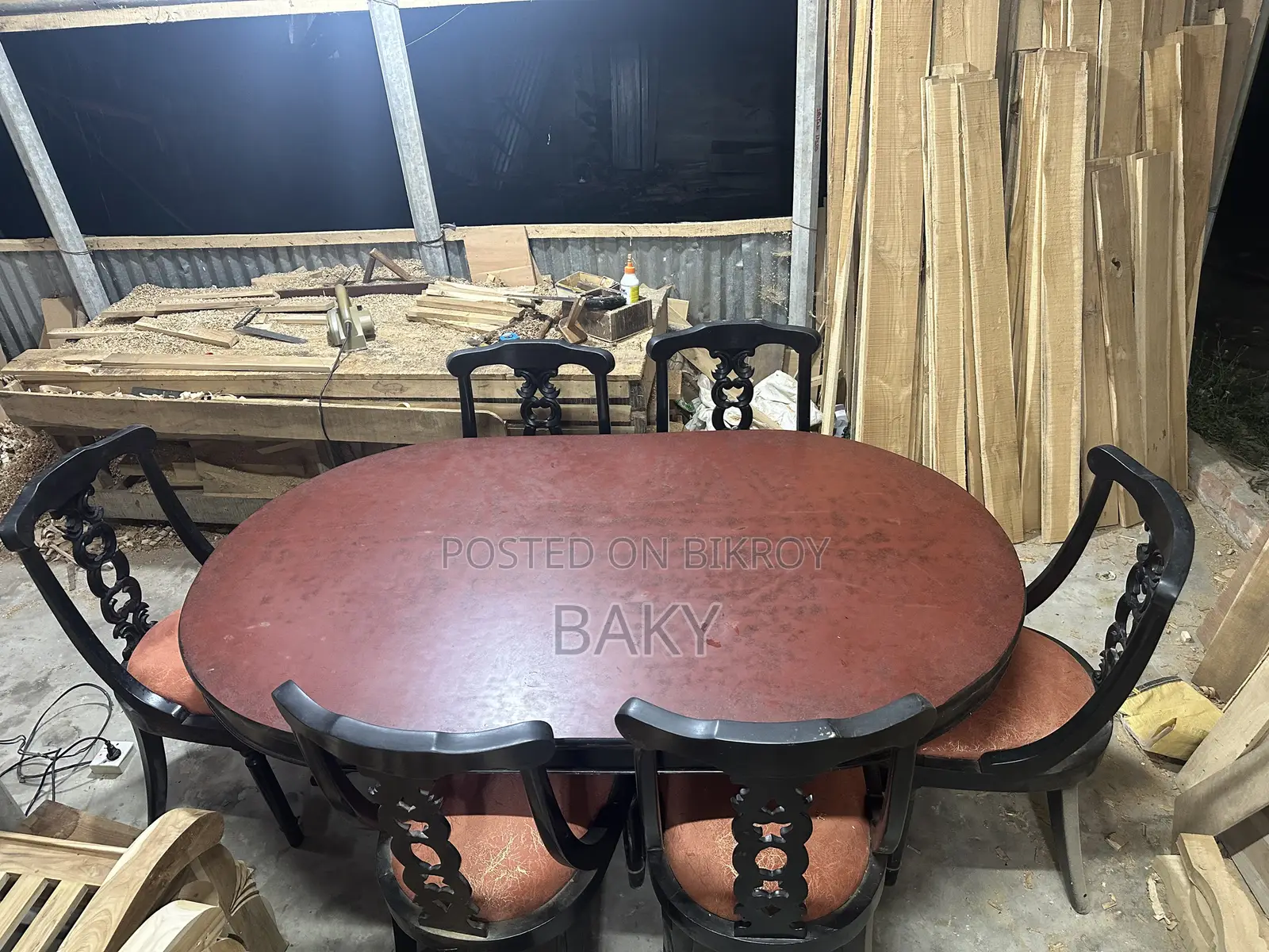 Wooden Dining Table With 6 Chairs
