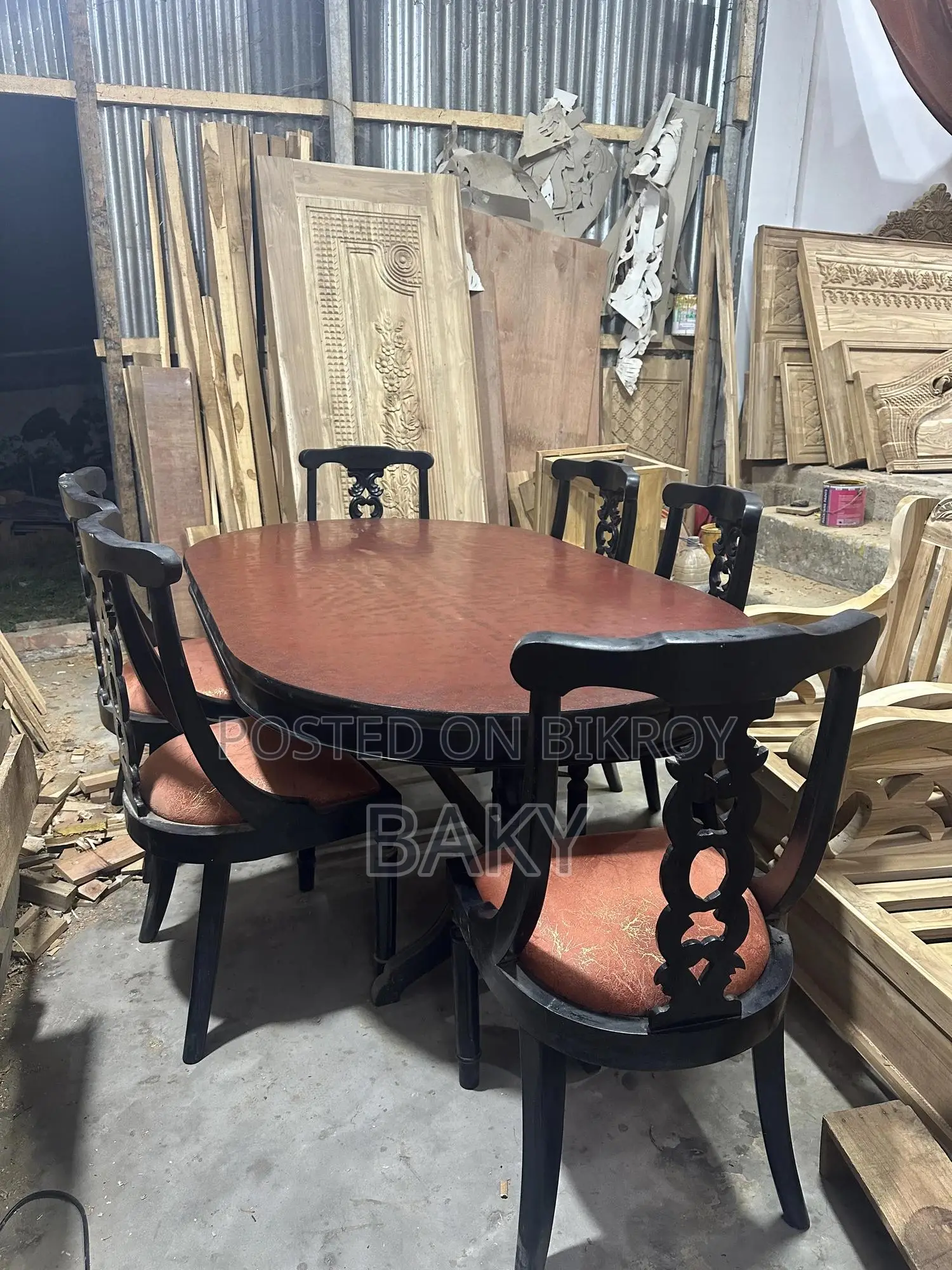 Wooden Dining Table With 6 Chairs