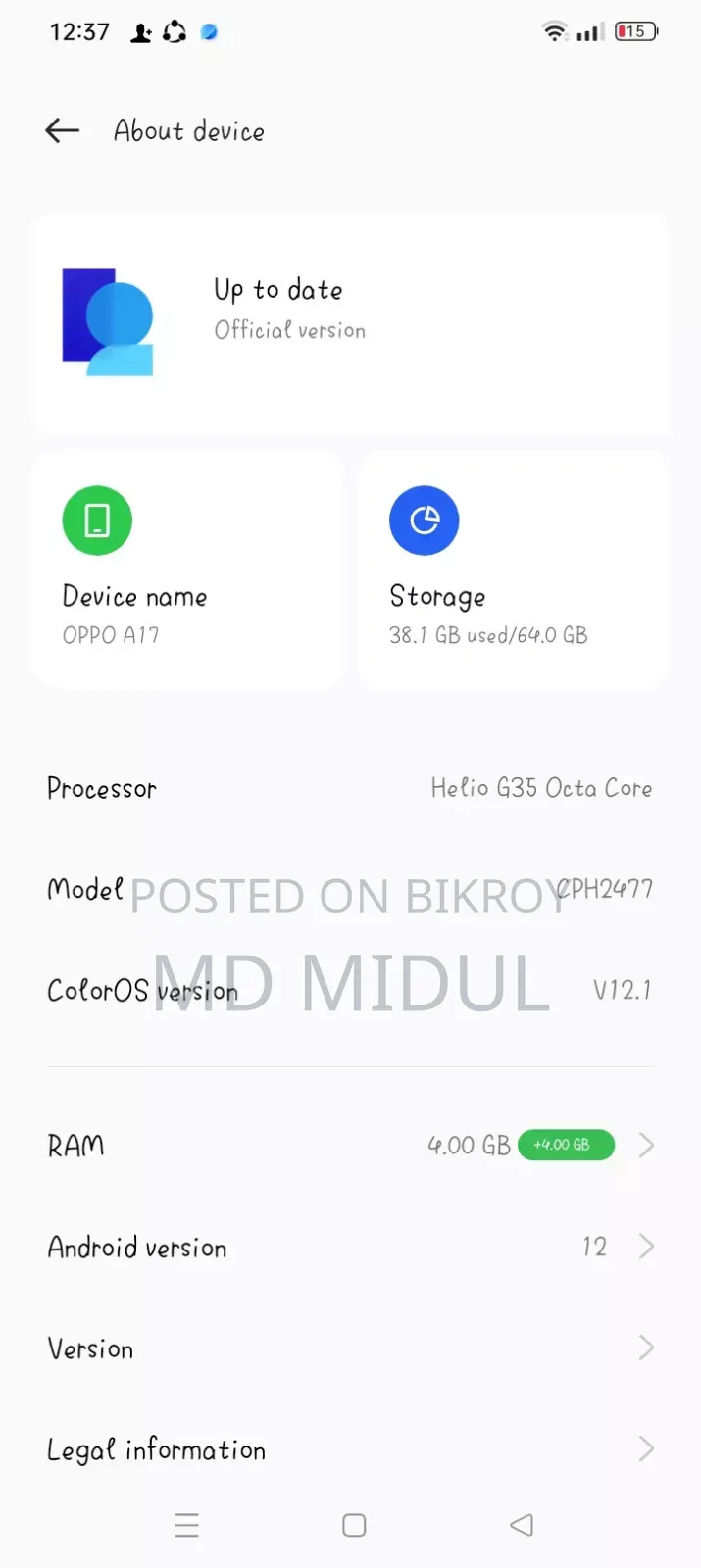 Oppo A17 64 GB Blue