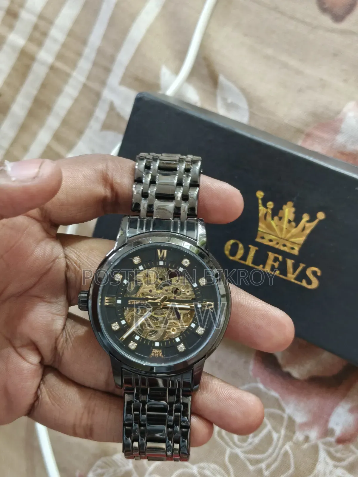 Original Qlevs Luxury Automatic Skeleton Watch