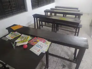 School Bench and Teacher Table-Chair, White Board