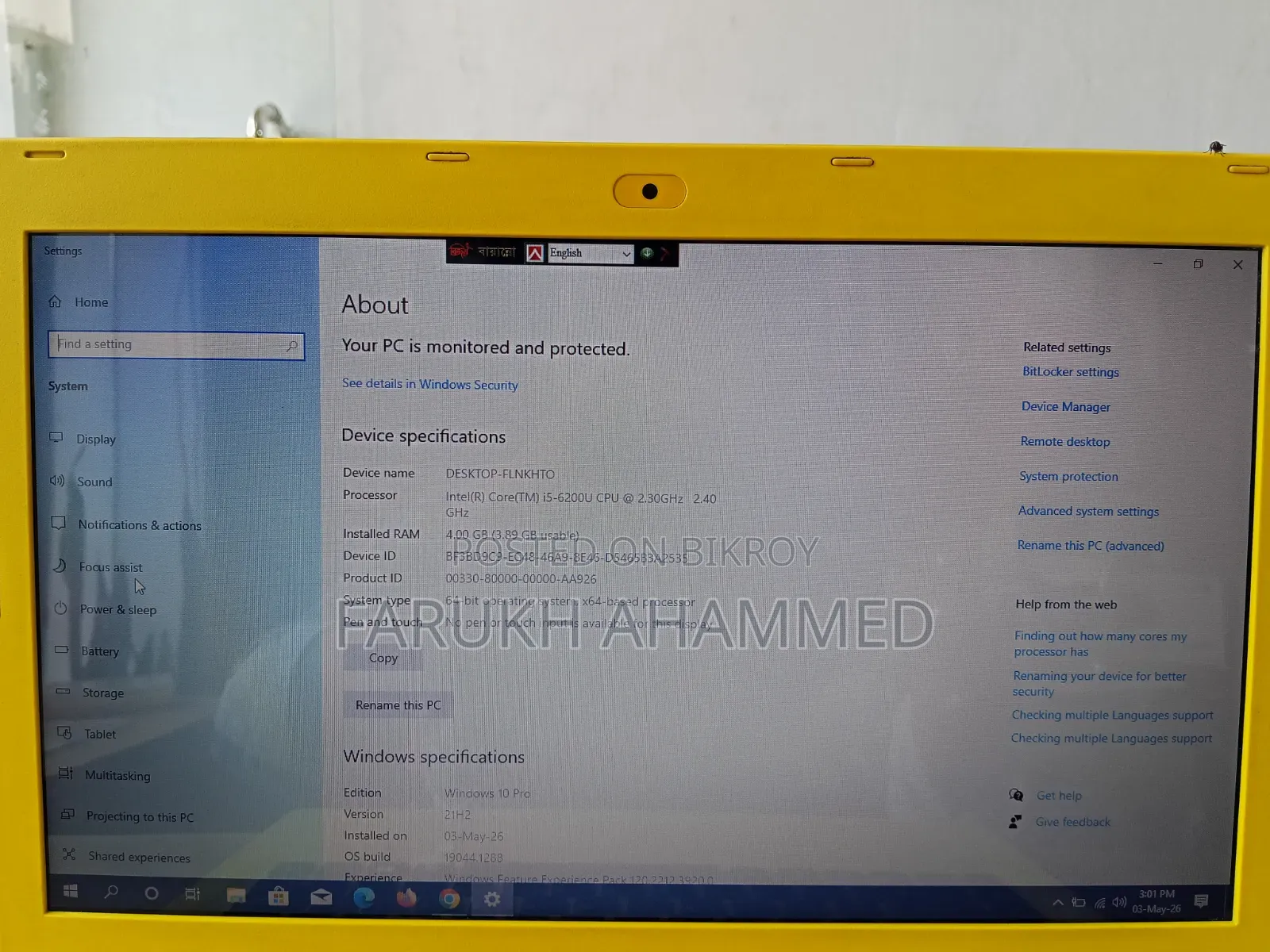 Laptop Acer Aspire E5-474 4GB Intel Core I5 SSD 128GB