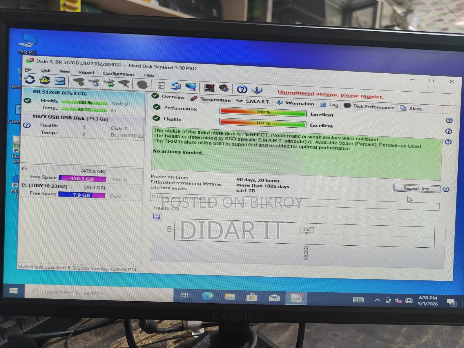 Patriot P300 256gb Nvme SSD- Health Performance 100%