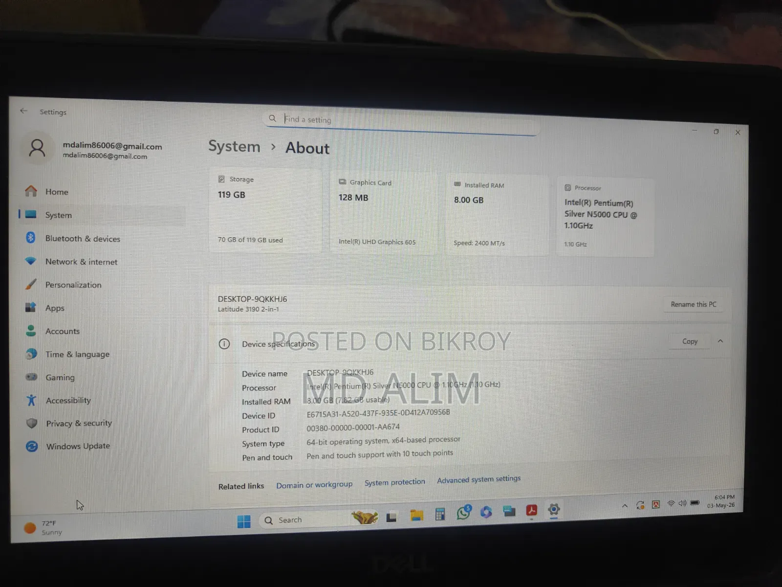 Laptop Dell Latitude 11 3190 8GB Intel Pentium SSD 128GB