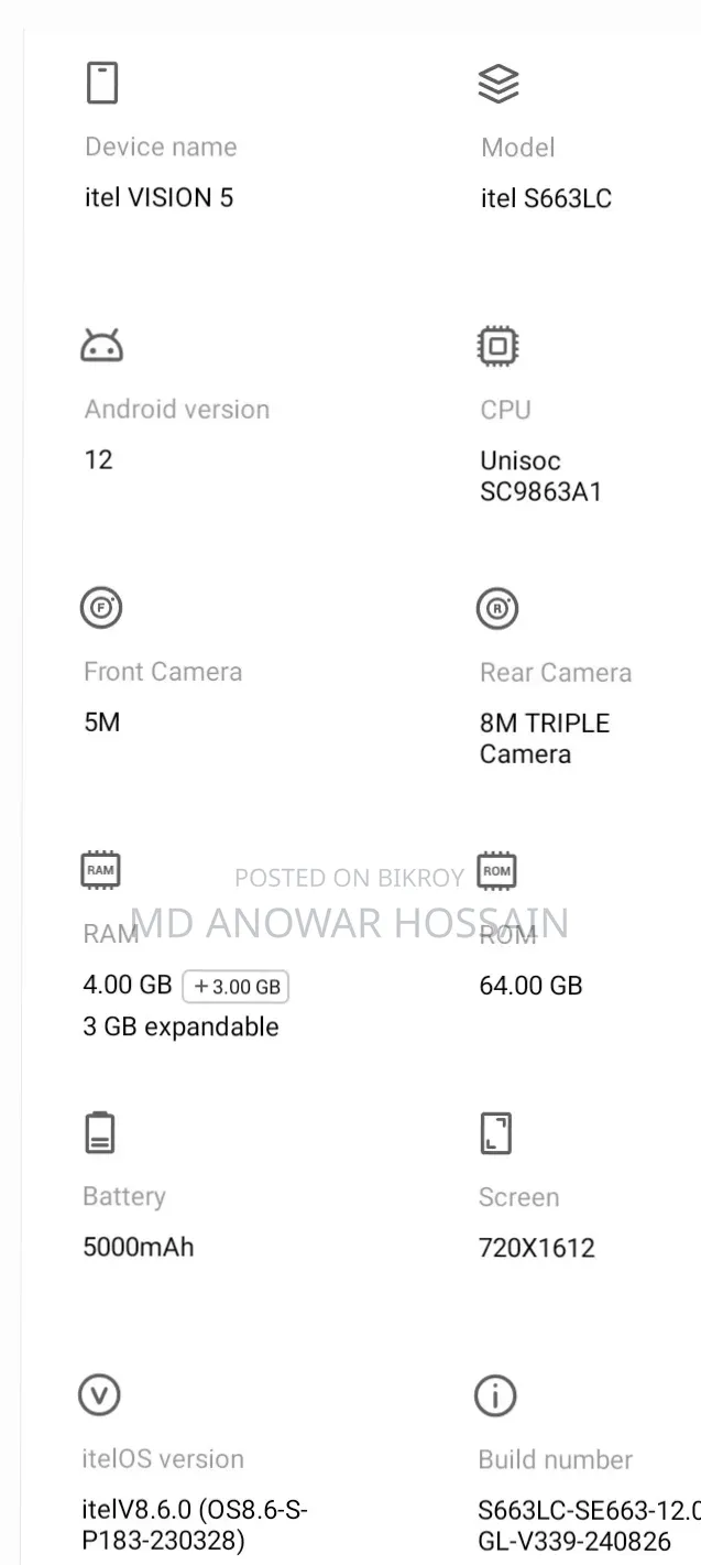 Itel Vision 5 64 GB Black