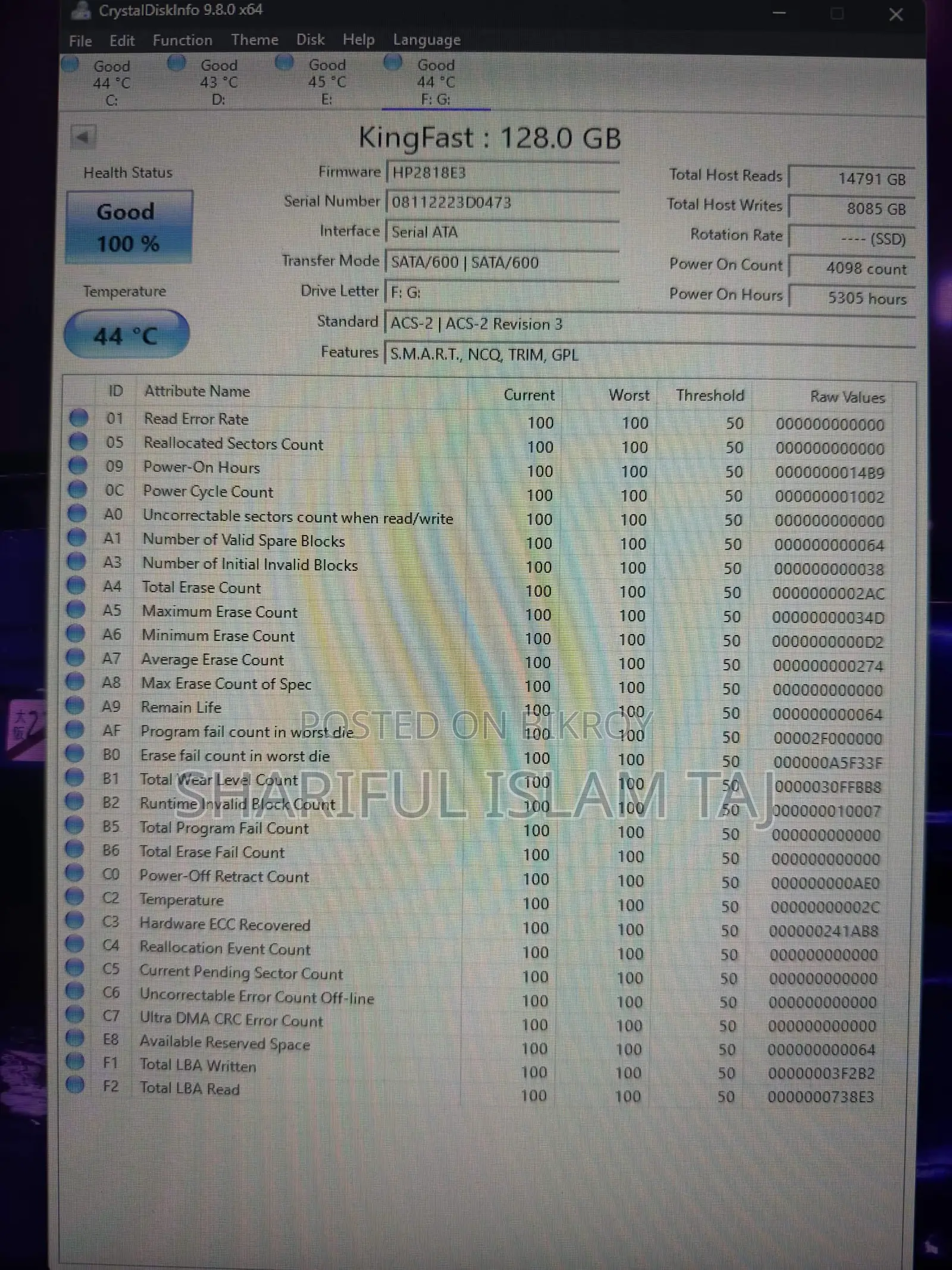 Kingfast F10 Pro 128GB 2.5” SATA III SSD
