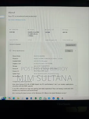 ডেস্কটপ কম্পিউটার 8GB Intel Core I5 SSD 500GB