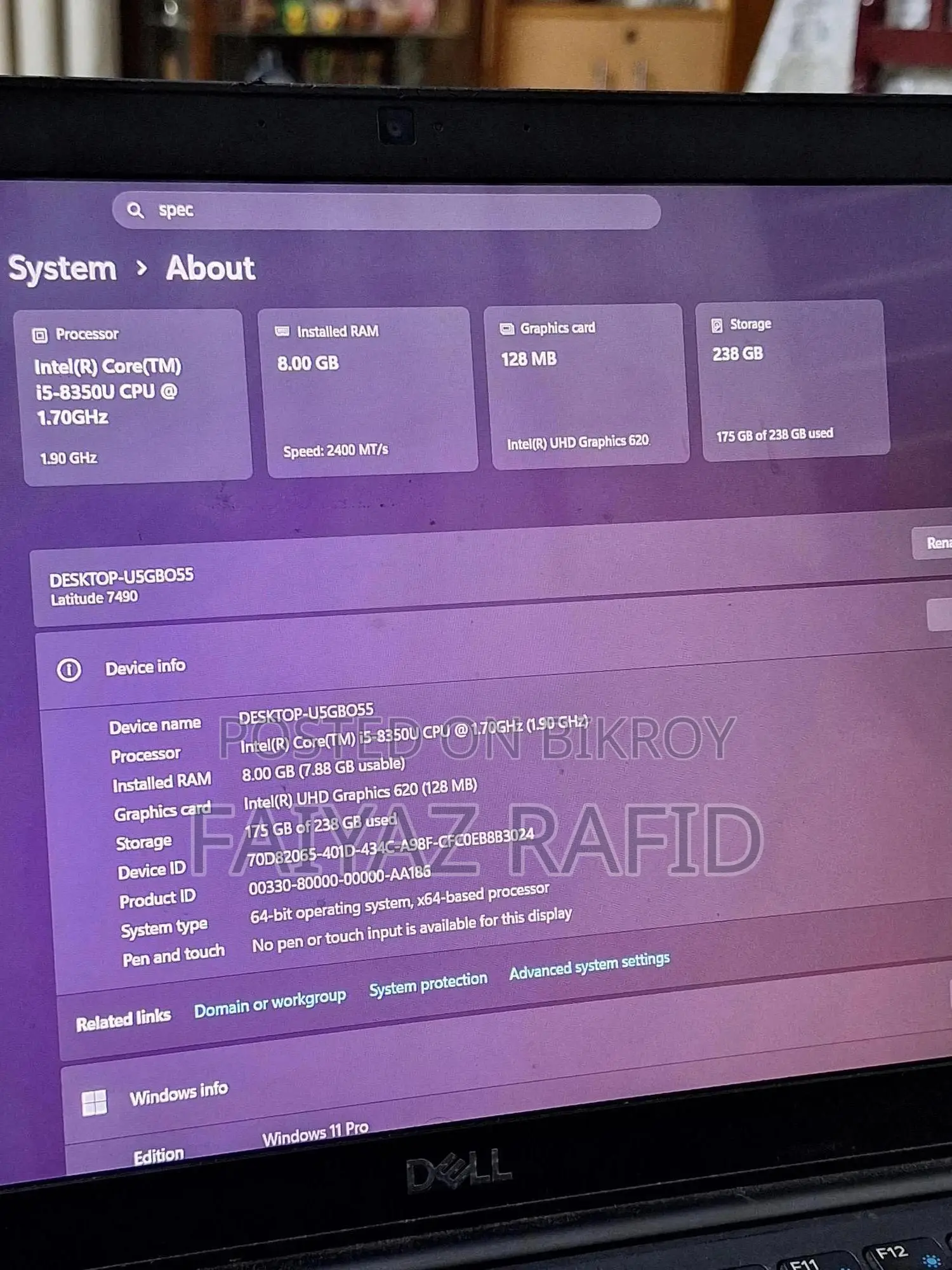 Laptop Dell Latitude 7490 8GB Intel Core I5 SSD 256GB