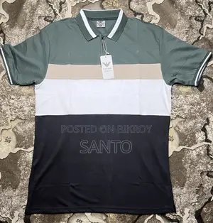 Mens Zip Neck Multi-Tone Polo