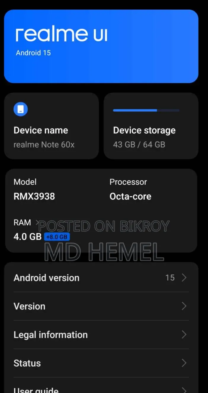 New Realme Note 60x 64 GB Black
