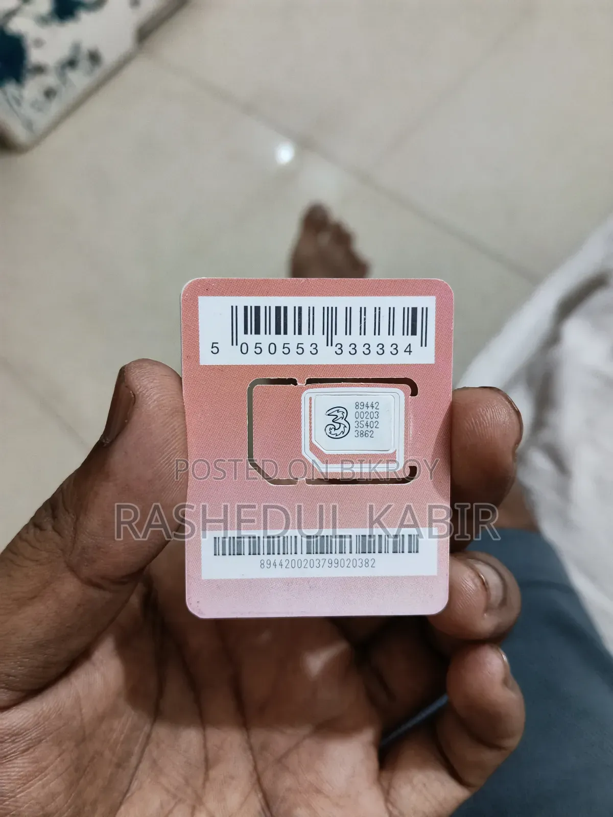 Original UK Three (United Kingdom) SIM Card for Sale.