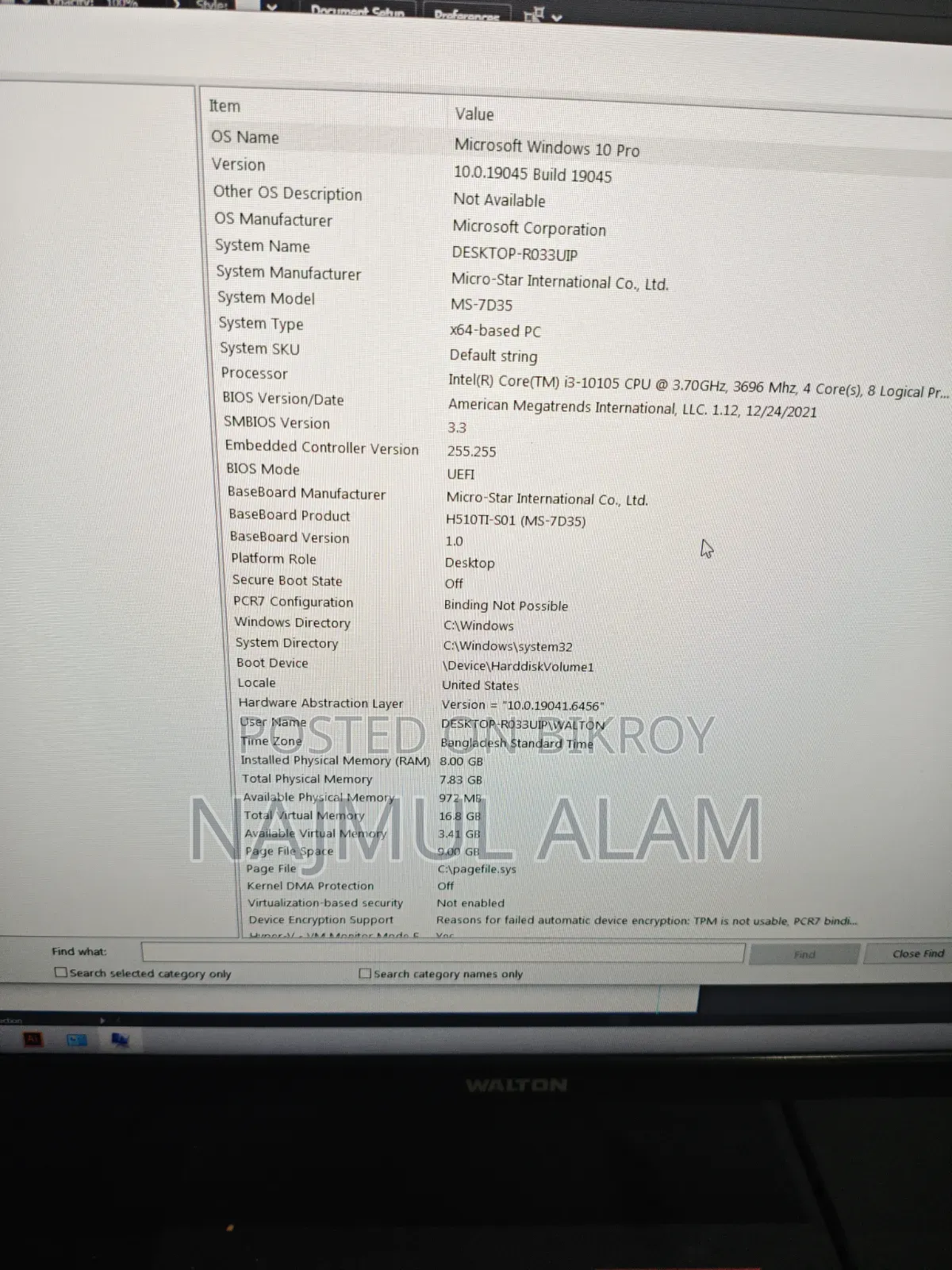 Desktop Computer 8GB Intel Core I3 SSD 512GB