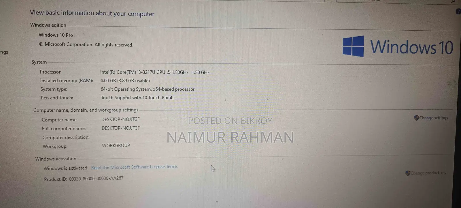 Laptop Asus 4GB Intel Core I3 SSD 256GB