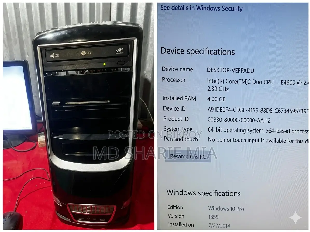 Desktop Computer 6GB Intel Core 2 Duo HDD 500GB