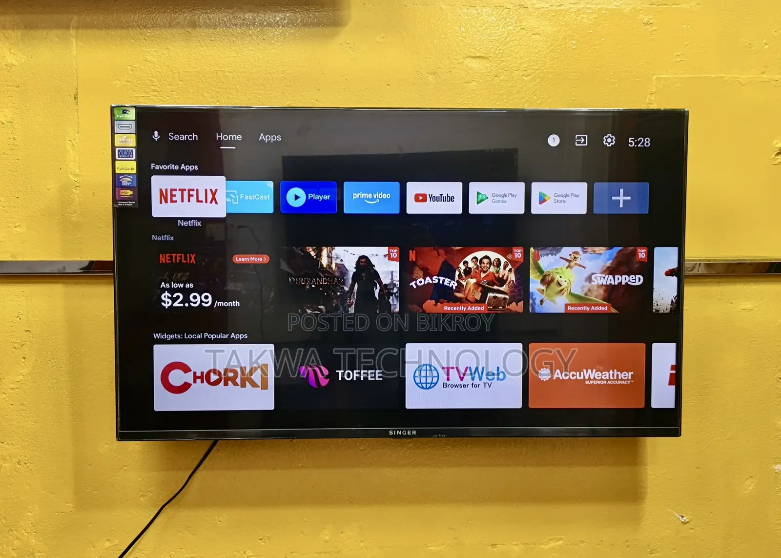 Singer 43 Inch Smart Android Frameless Voice Control Korean TV