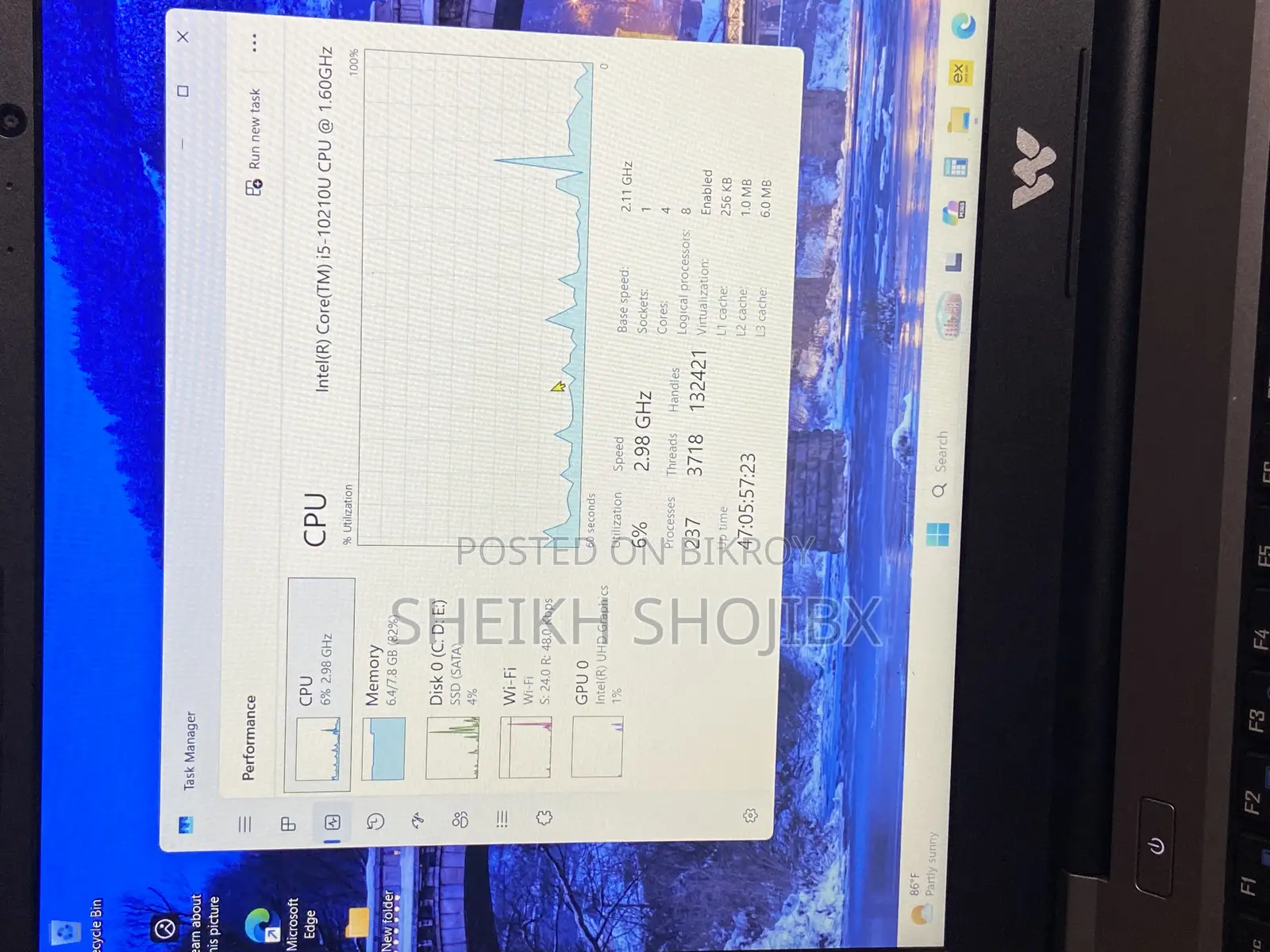 ল্যাপটপ 8GB Intel Core I5 SSD 512GB