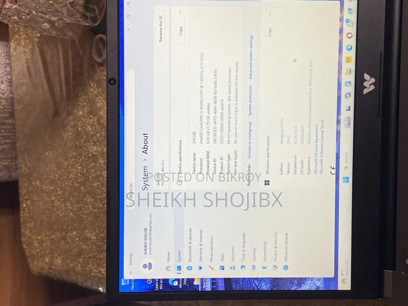 ল্যাপটপ 8GB Intel Core I5 SSD 512GB