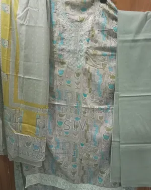 High-Quality Cotton Three-Piece with Light Embroidery
