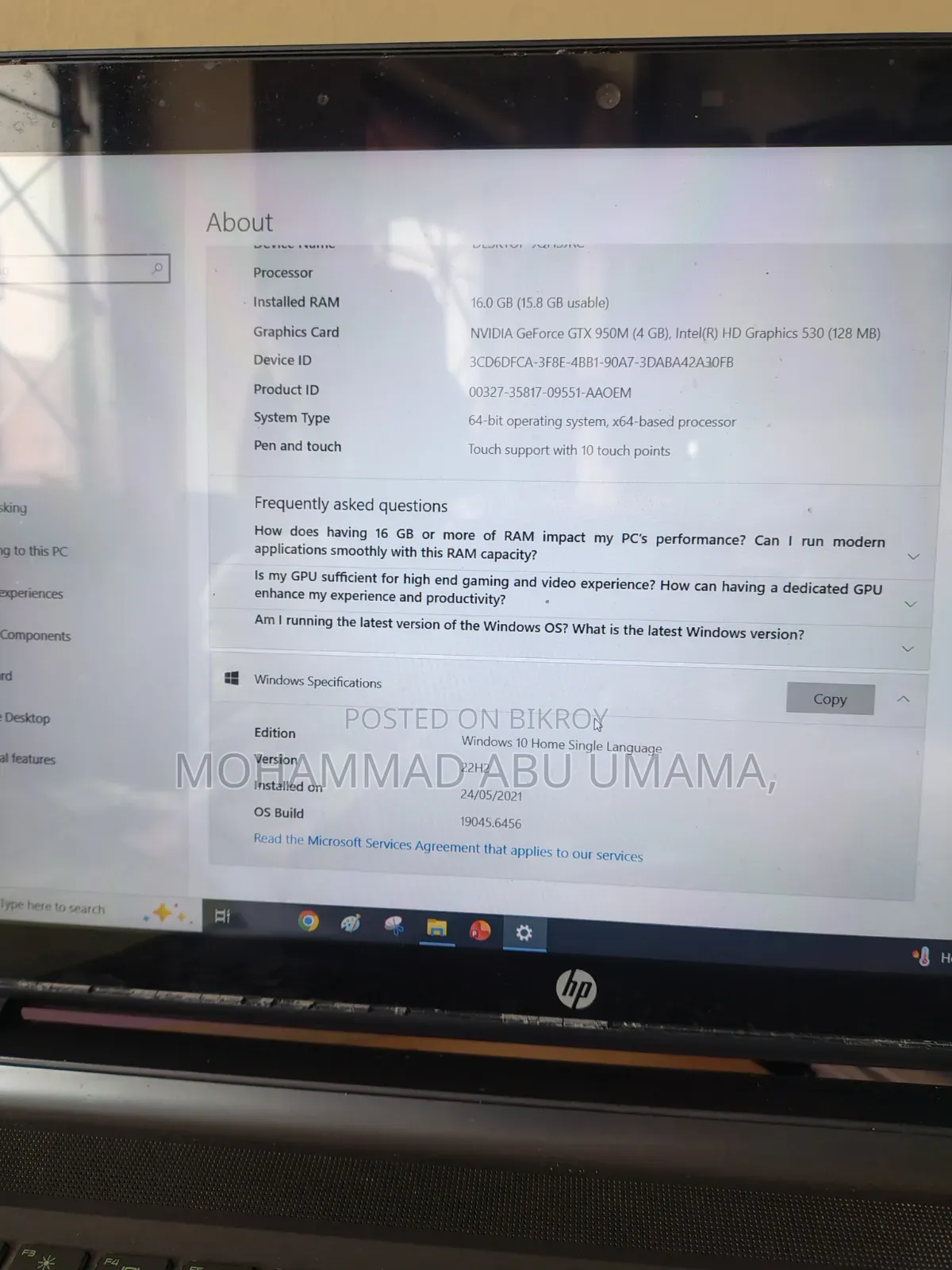 Laptop HP Pavilion Gaming Laptop 15-Dk2xxx 16GB Intel Core I7 HDD 1T
