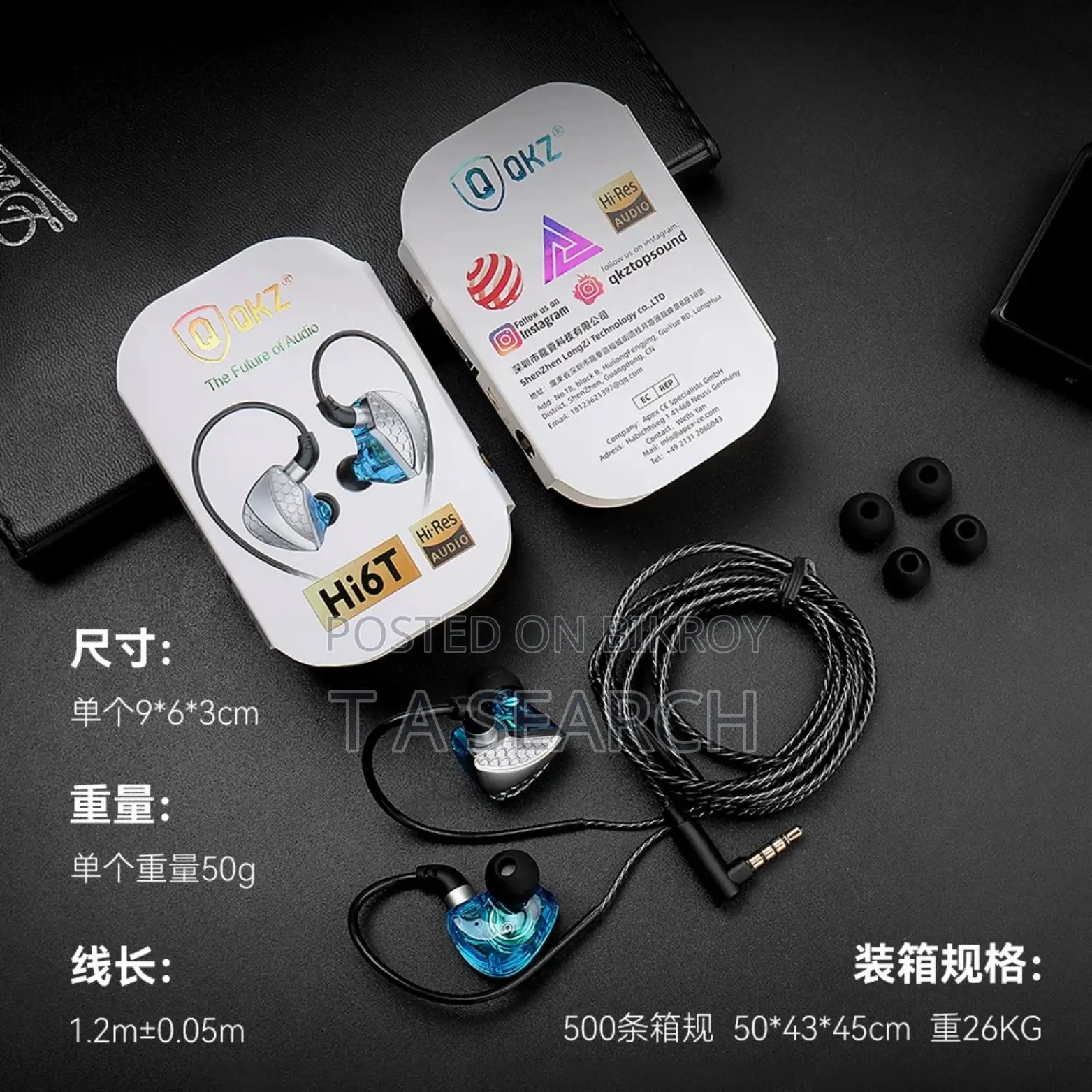 Original Qkz Hi6t Ear-hook Headphones With Free Premium Earphone Box