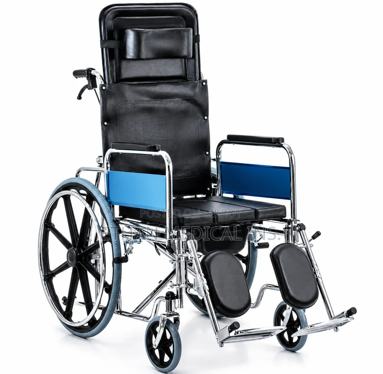 Heavy-Duty Backrest With Commode Wheelchair