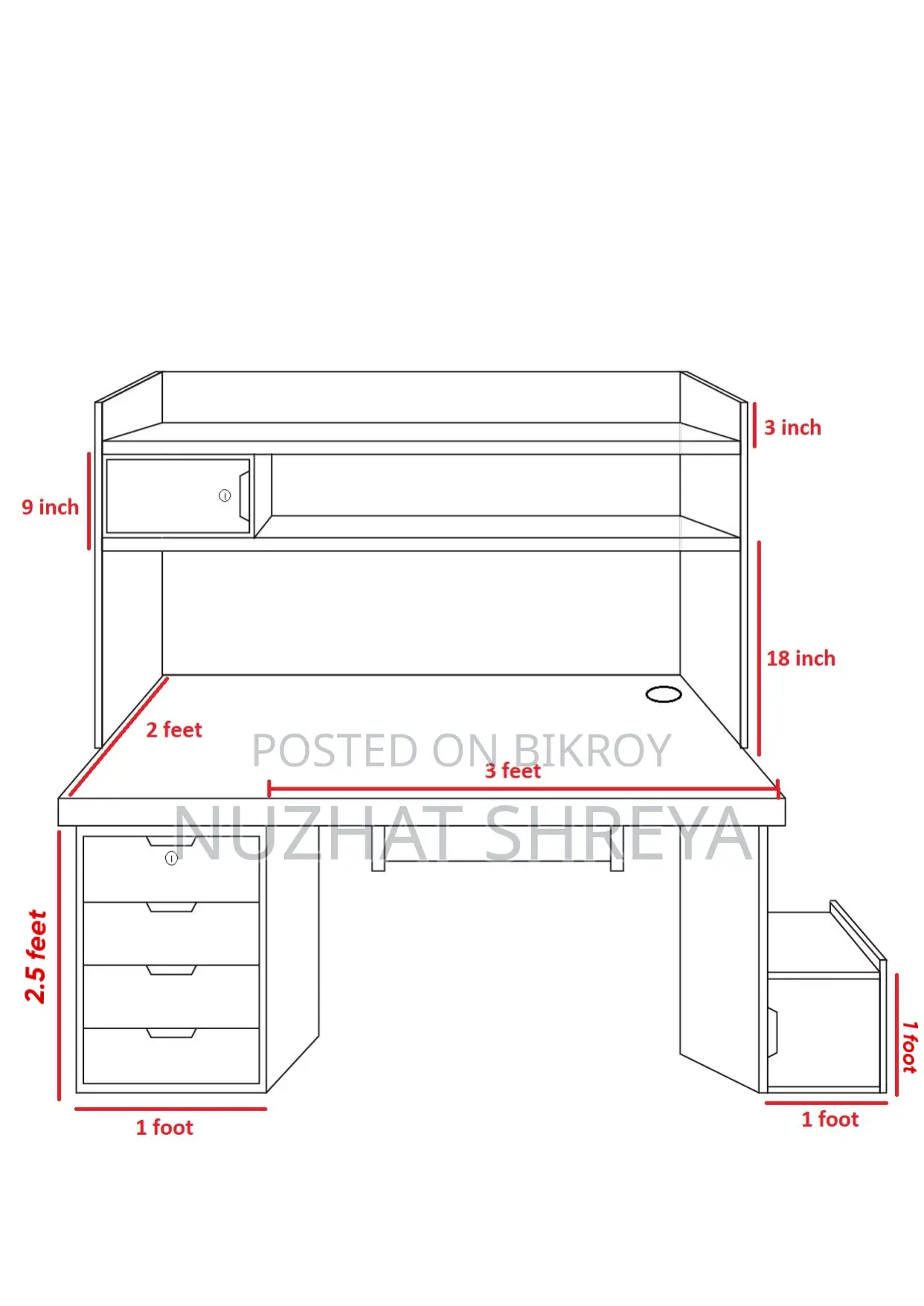Huge Study Table/Computer Table/Desk (2 in 1)