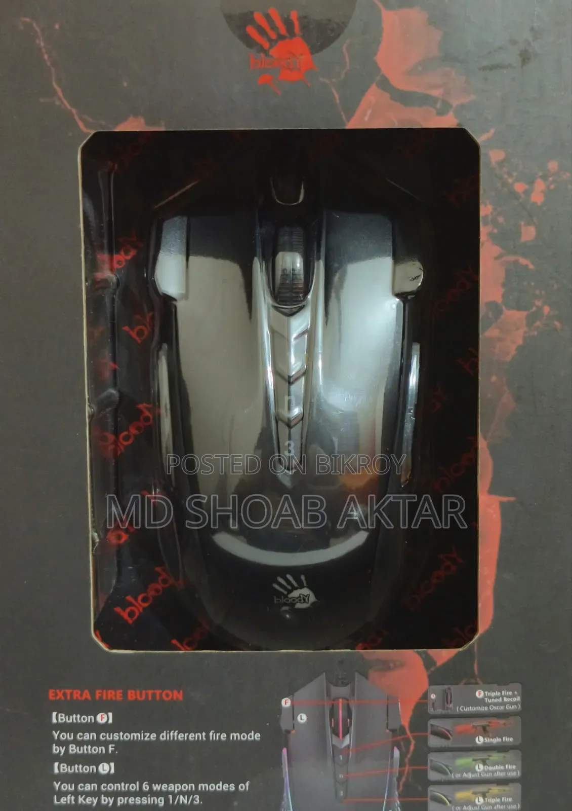 A4tech Bloody J90s 2-Fire RGB Animation Gaming Mouse for Sale