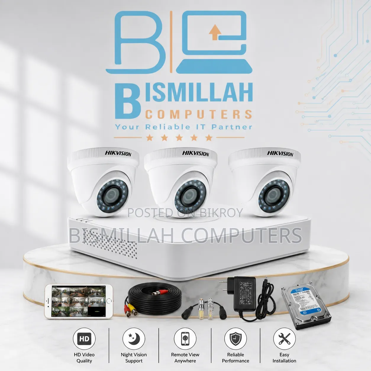   Hikvision (3 Camera) CCTV Full Package