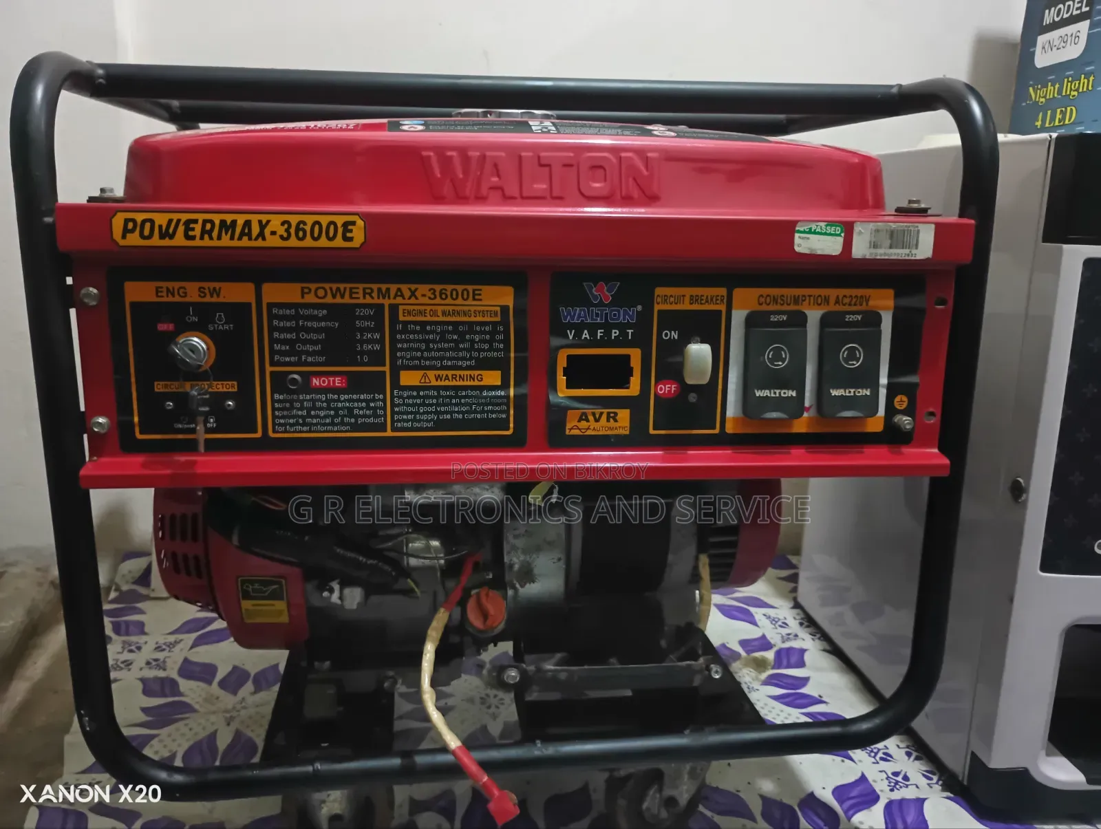 Urgent Sale: Walton 3600 Watt Generator (Like New)