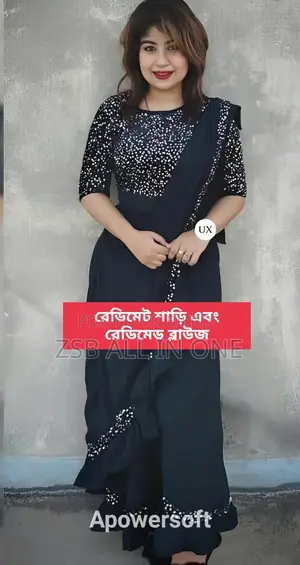 Beautifully Designed Readymade Saree Gown with Readymade Blouse Piece
