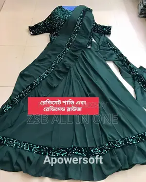 Beautifully Designed Readymade Saree Gown with Readymade Blouse Piece