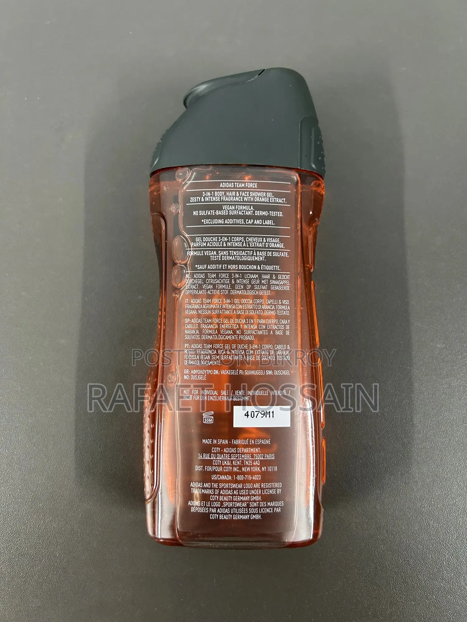 Imported, Spain, Adidas Team Force Shower Gel 250ml, 1000% Original