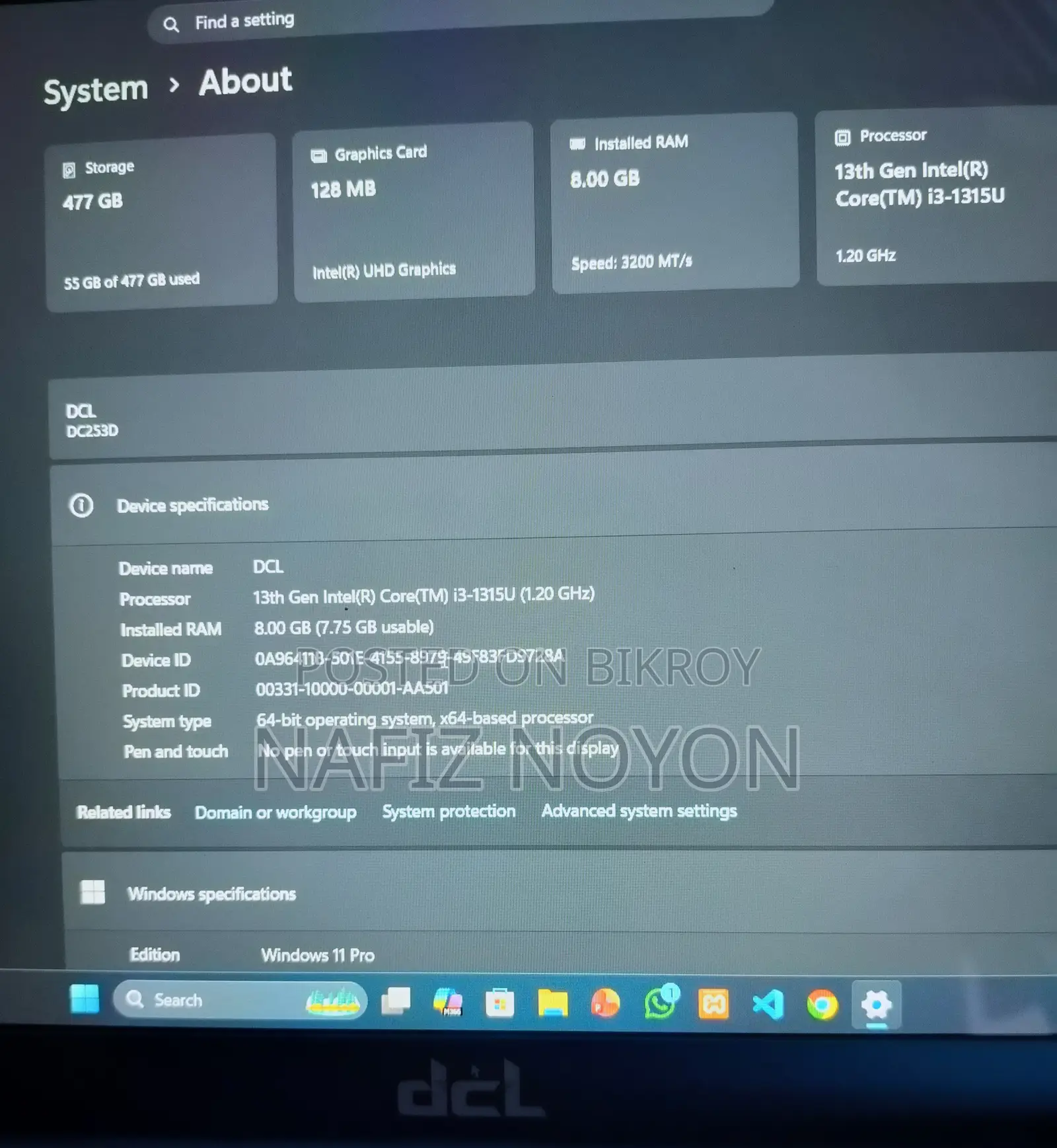 New Laptop 8GB Intel Core I3 SSD 500GB