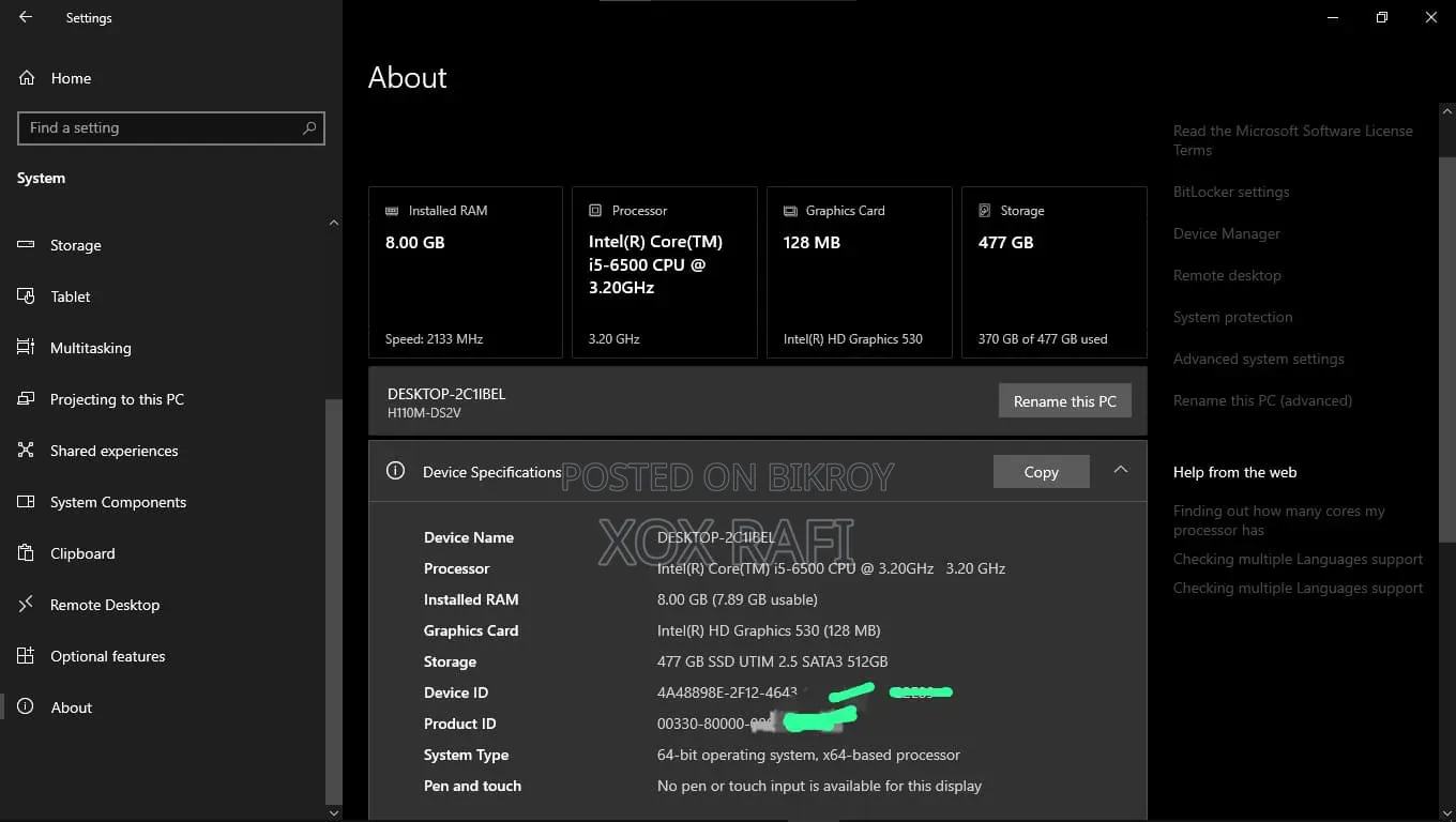 Desktop Computer 8GB Intel Core I5 SSD 512GB