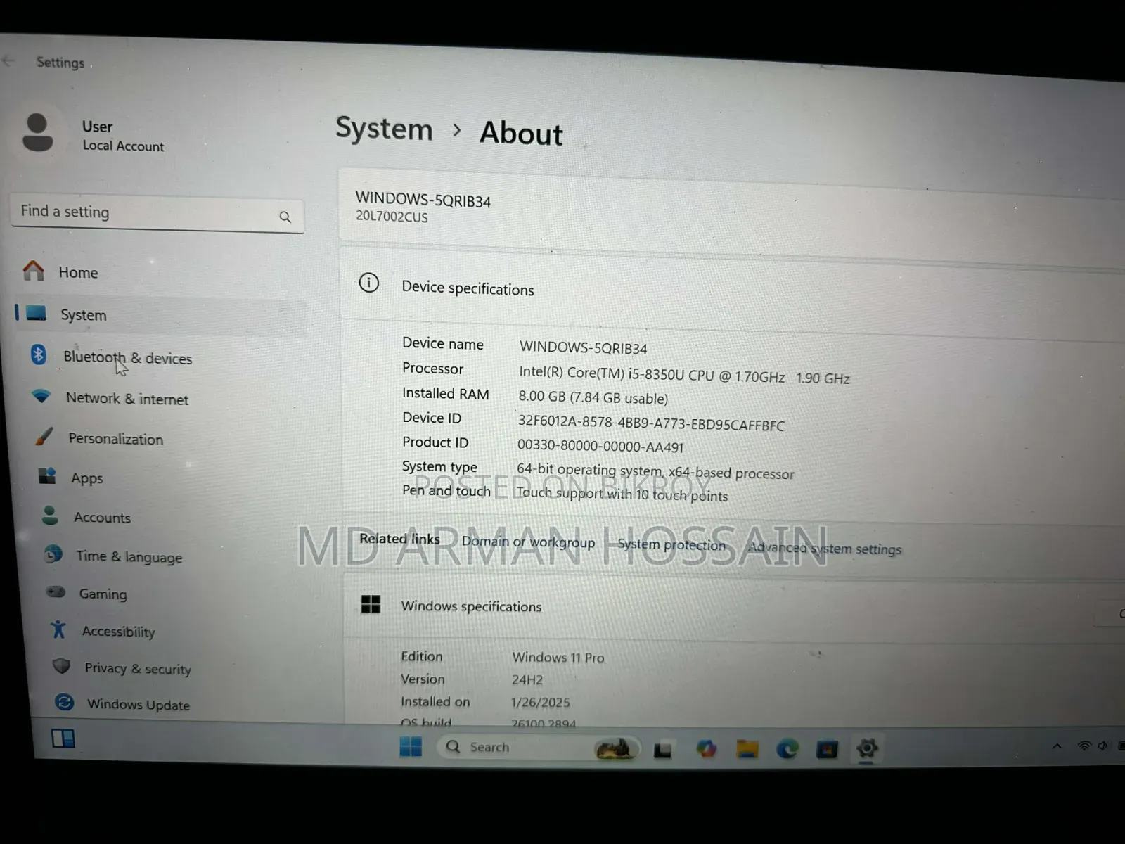 ল্যাপটপ Lenovo ThinkPad T480s 8GB Intel Core I5 SSD 256GB