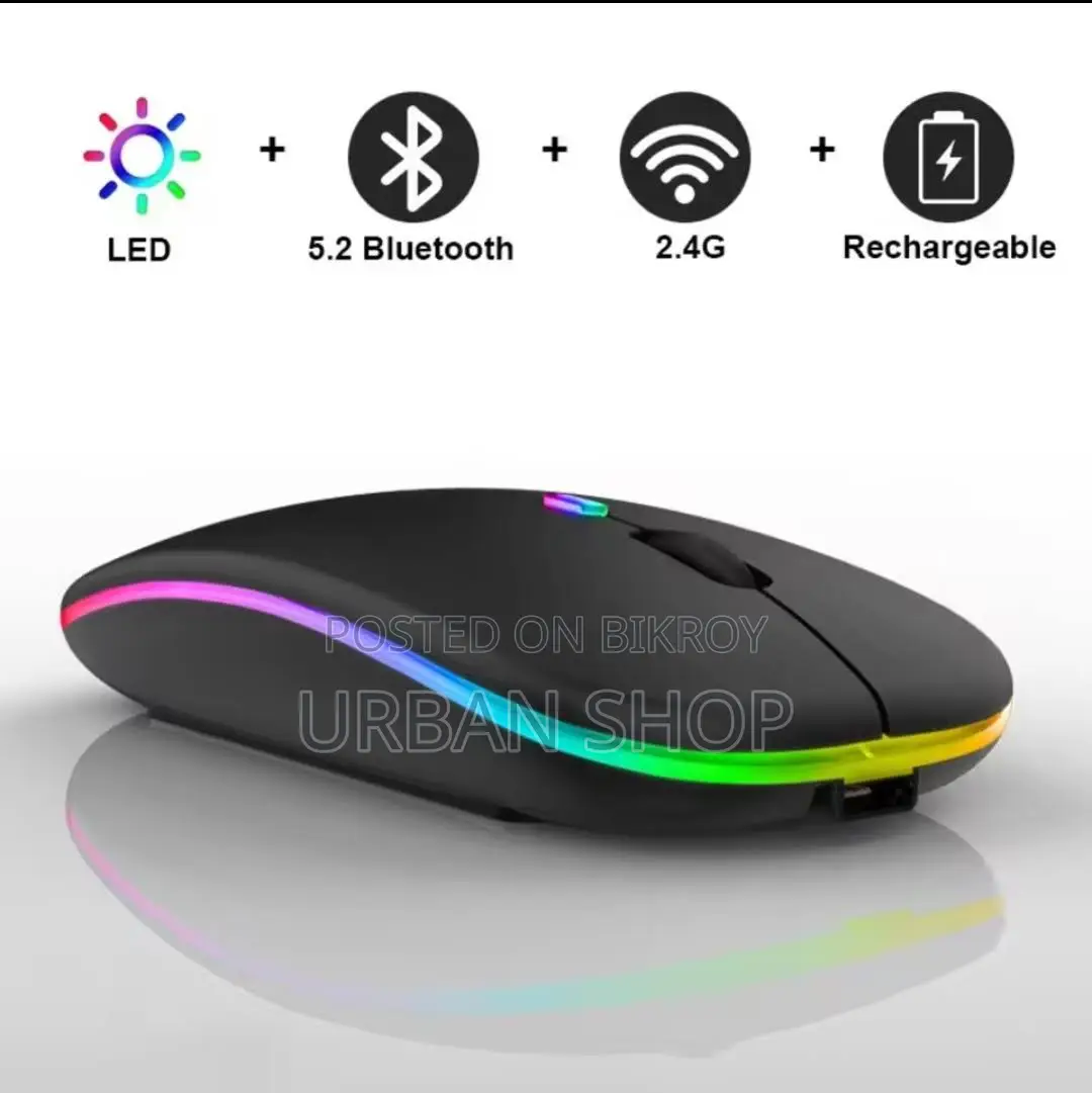 RGB Rechargeable Wireless Mouse | 2.4ghz Gaming Mouse for Laptop Pc