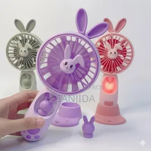 Rabbit Mini USB Fan With LED Light - Rechargeable 3 Speed