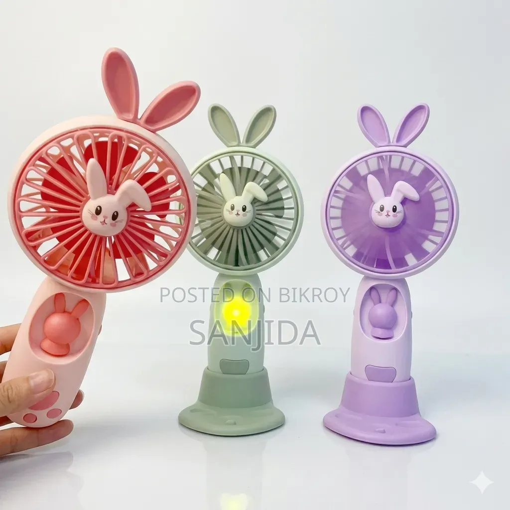 Rabbit Mini USB Fan With LED Light - Rechargeable 3 Speed